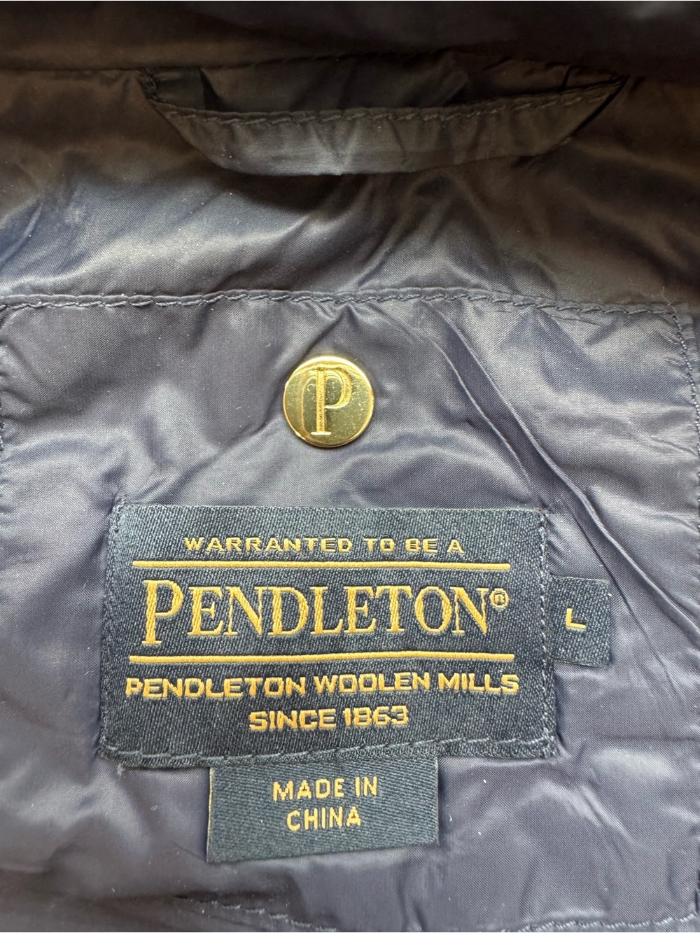 Pendleton Navy Quilted Jacket Interior Label - Picture 9 of 12